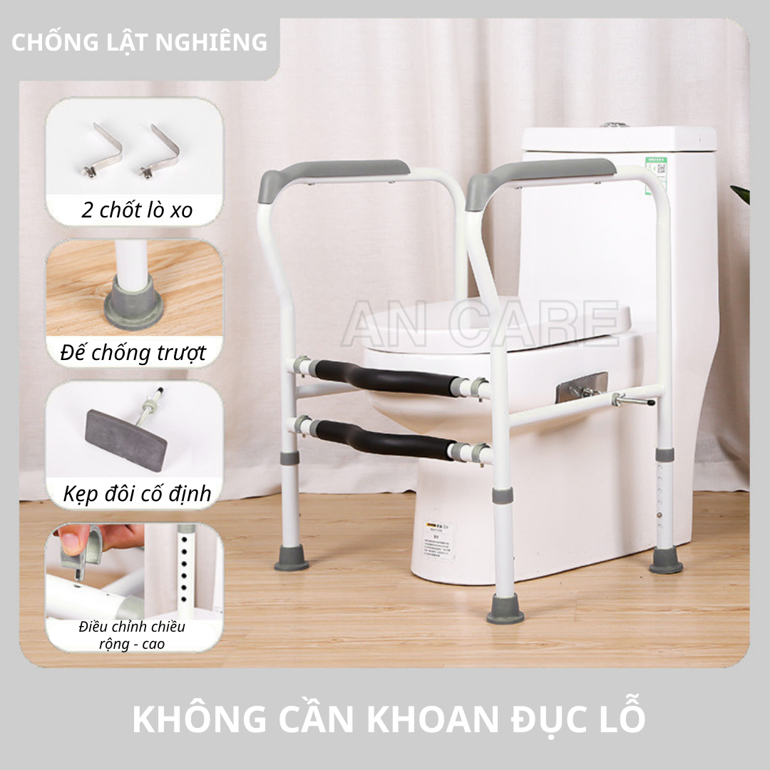 Khung Tay Vịn Bồn Cầu Cho Người Già – Hỗ Trợ Đi Vệ Sinh, Chống Lật, Điều Chỉnh Kích Thước - Ảnh 2