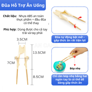Alternative view of Đũa Tập Ăn Cho Người Già & Bệnh Nhân – Cầm Nắm Dễ Dàng, Dùng Được Cả 2 Tay | Tặng Kèm 3 Đầu Đũa  4.3  4 đánh giá (Sao chép)