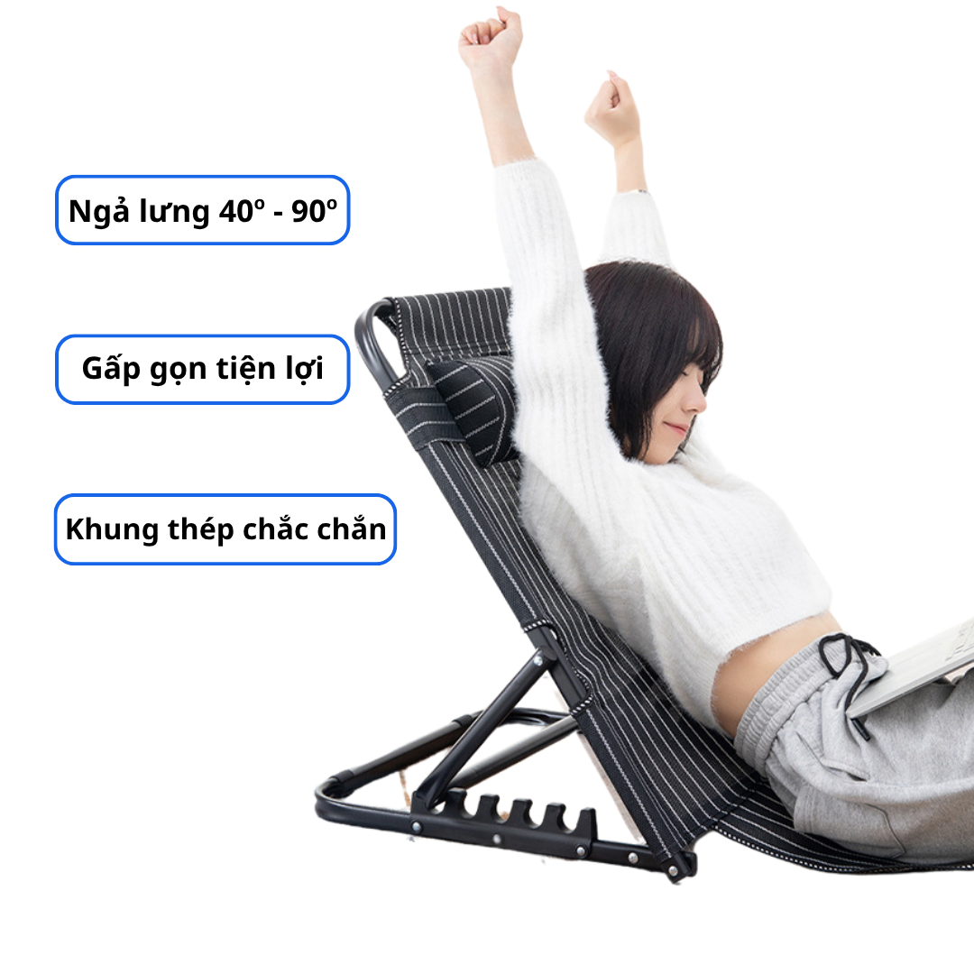 Ghế Ngồi Bệt Tựa Lưng Gấp Gọn Thư Giãn – Ghế Ngồi Học Bài, Chơi Game, Xem Phim, Du Lịch Dã Ngoại - Ảnh 2