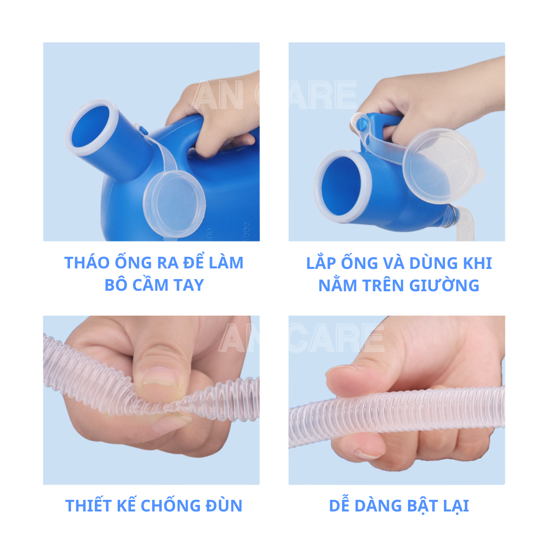 Bô Tiểu Nam Cho Người Già, Người Bệnh – Bình Đi Tiểu 2L Có Ống Dài Chống Đổ, Tiện Dụng Tại Giường - Ảnh 3