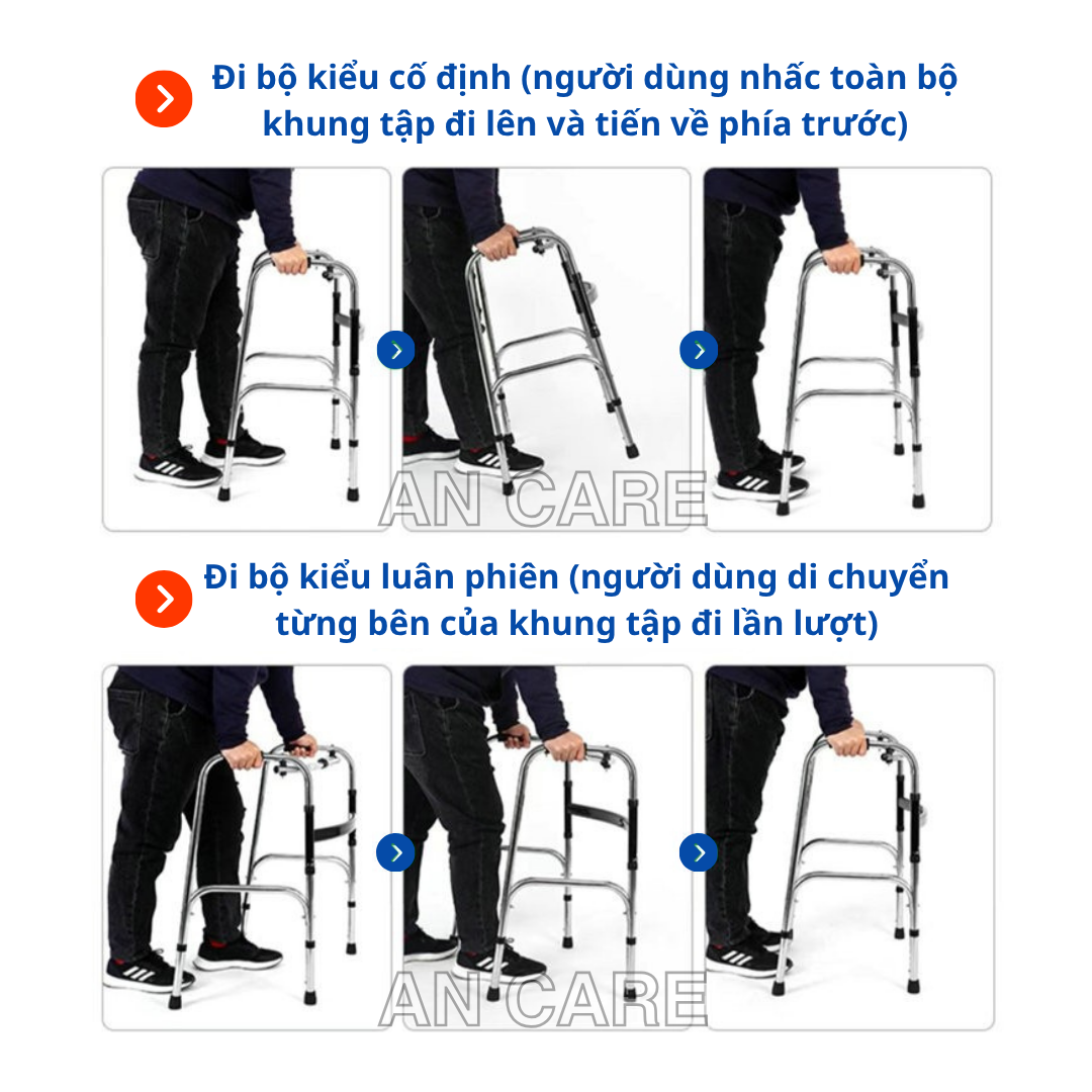 Khung Tập Đi – Đứng 2 Chế Độ Có Ghế Ngồi, Bánh Xe – Gấp Gọn, Hỗ Trợ Người Già, Người Tai Biến - Ảnh 3