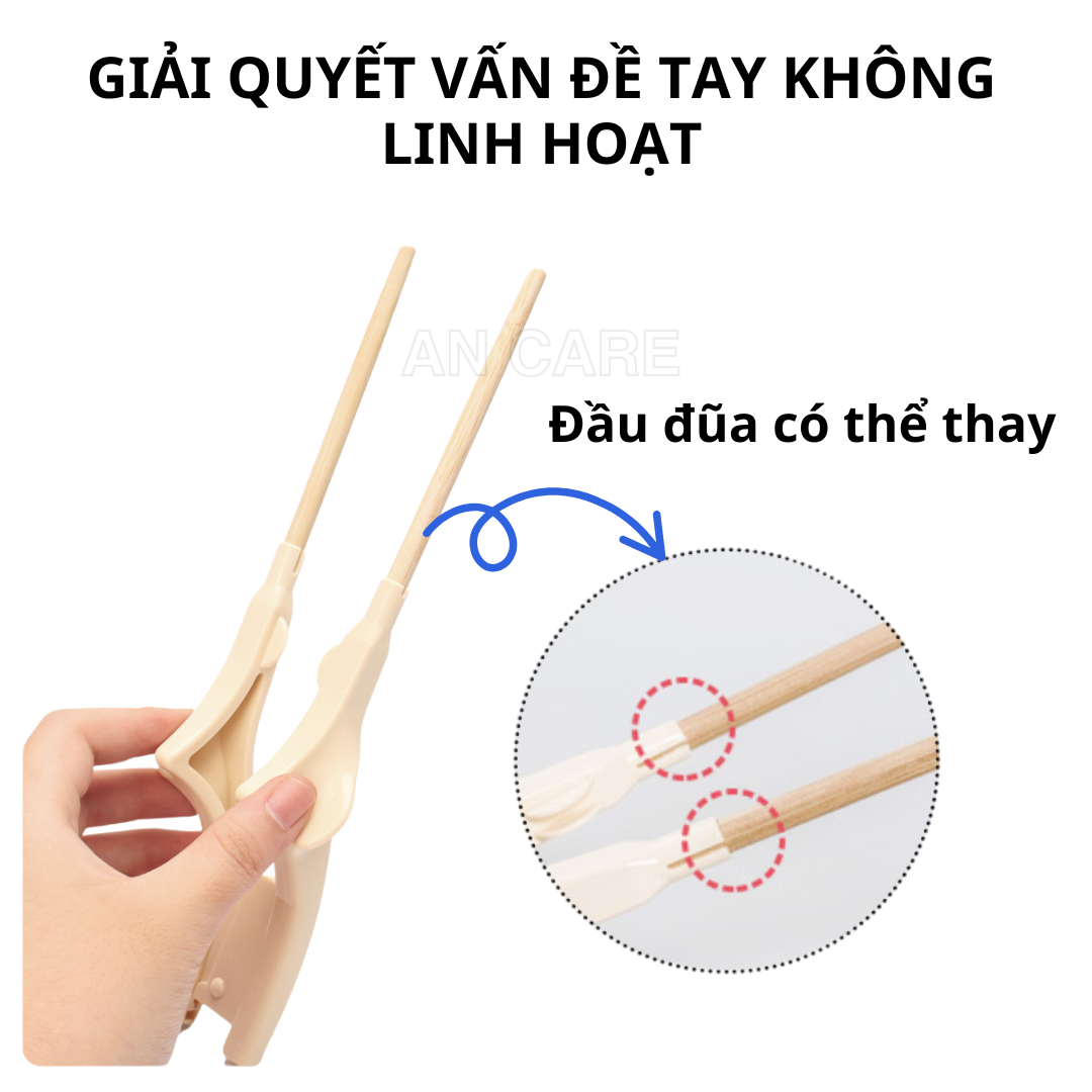 Đũa Tập Ăn Cho Người Già & Bệnh Nhân – Cầm Nắm Dễ Dàng, Dùng Được Cả 2 Tay | Tặng Kèm 3 Đầu Đũa 4.3 4 đánh giá (Sao chép) - Ảnh 3
