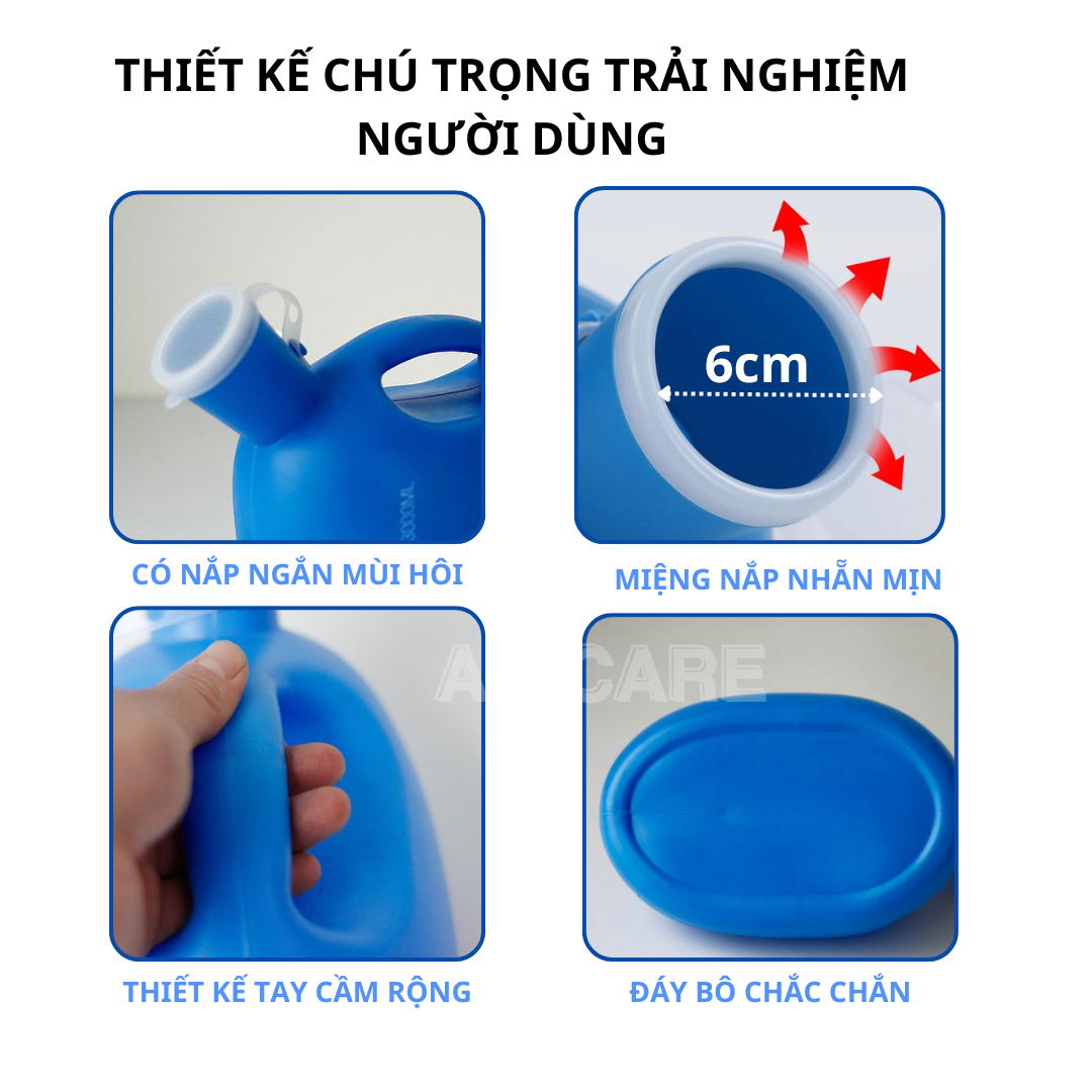 Bô Tiểu Nam Cho Người Già, Người Bệnh – Bình Đi Tiểu 2L Có Ống Dài Chống Đổ, Tiện Dụng Tại Giường - Ảnh 9